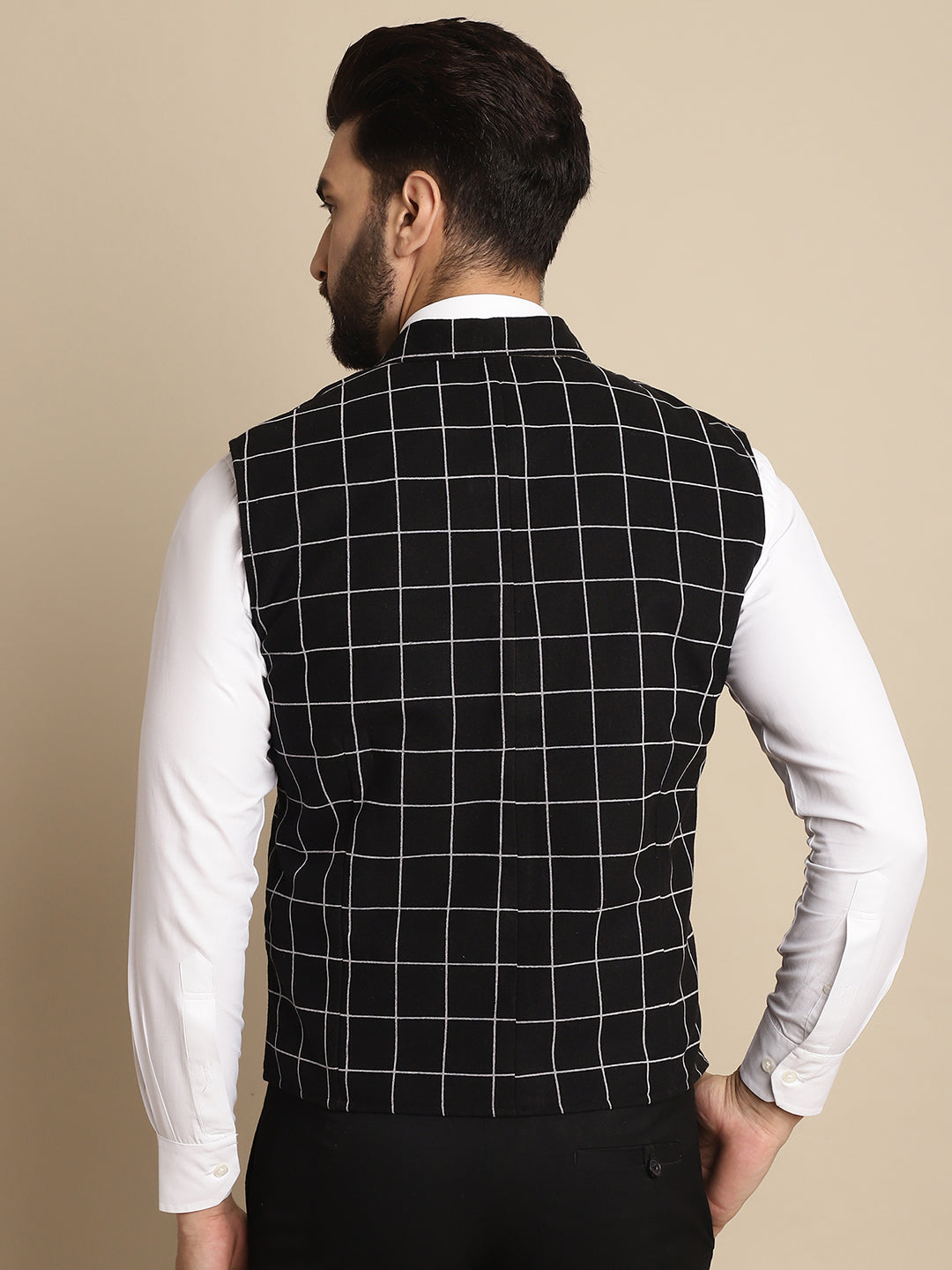 Even Apparels Men's Black Wool Waistcoat with Notched Lapel | Grocsy
