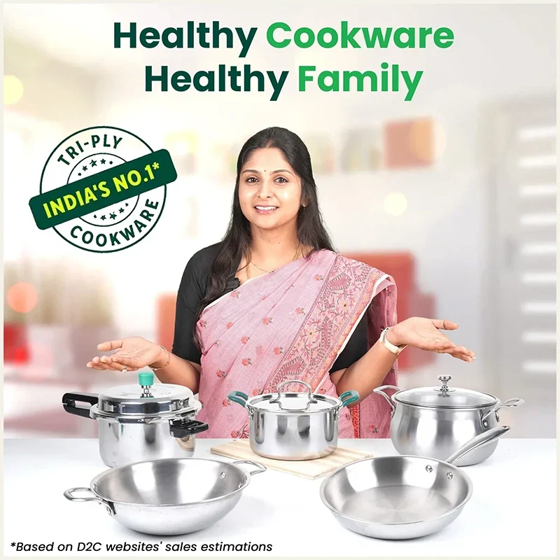 The Indus Valley TurboCuk Tri-ply Stainless Steel Handi Casserole/ Biryani Cooking Pot+ Glass Lid, Premium Quality, 3 Layer Thick Body, 100% Toxin-free, Non-stick, Induction & Gas, 4L | Grocsy