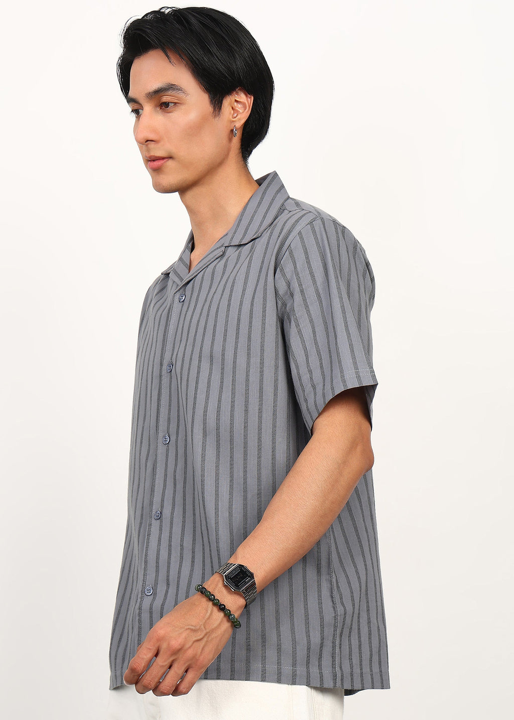 Fabmade Graphite Stripe Short-Sleeve Shirt | Grocsy