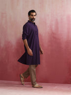 trueBrowns Men's Purple Mandarin Collar Kurta | Grocsy