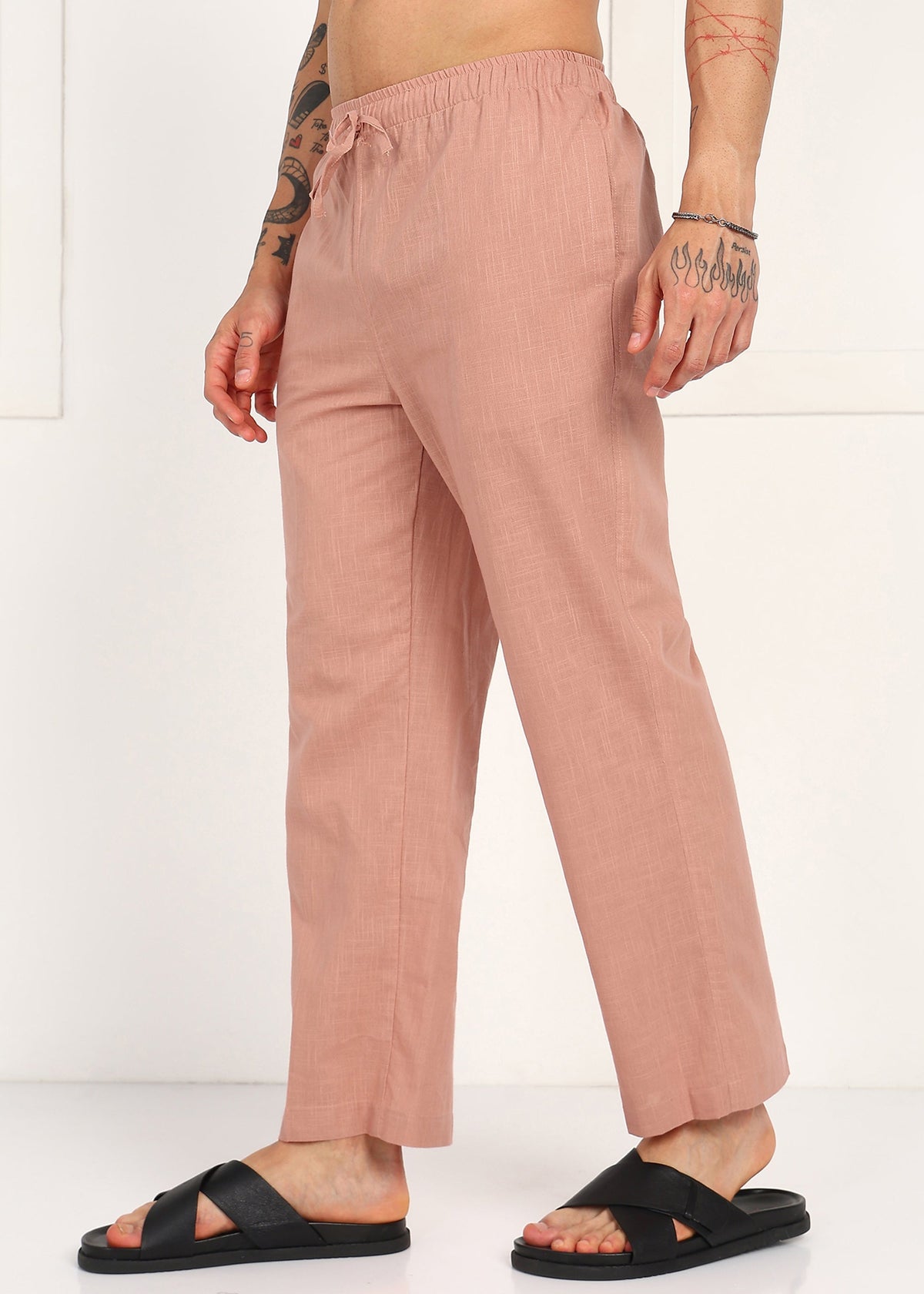 Fabmade Men’S Peach Linen Pyjama | Grocsy