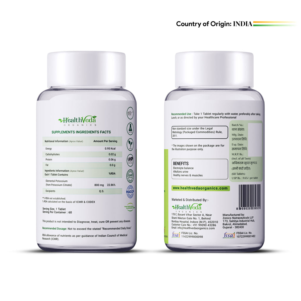 Health Veda Organics Potassium Citrate Tablets | Grocsy