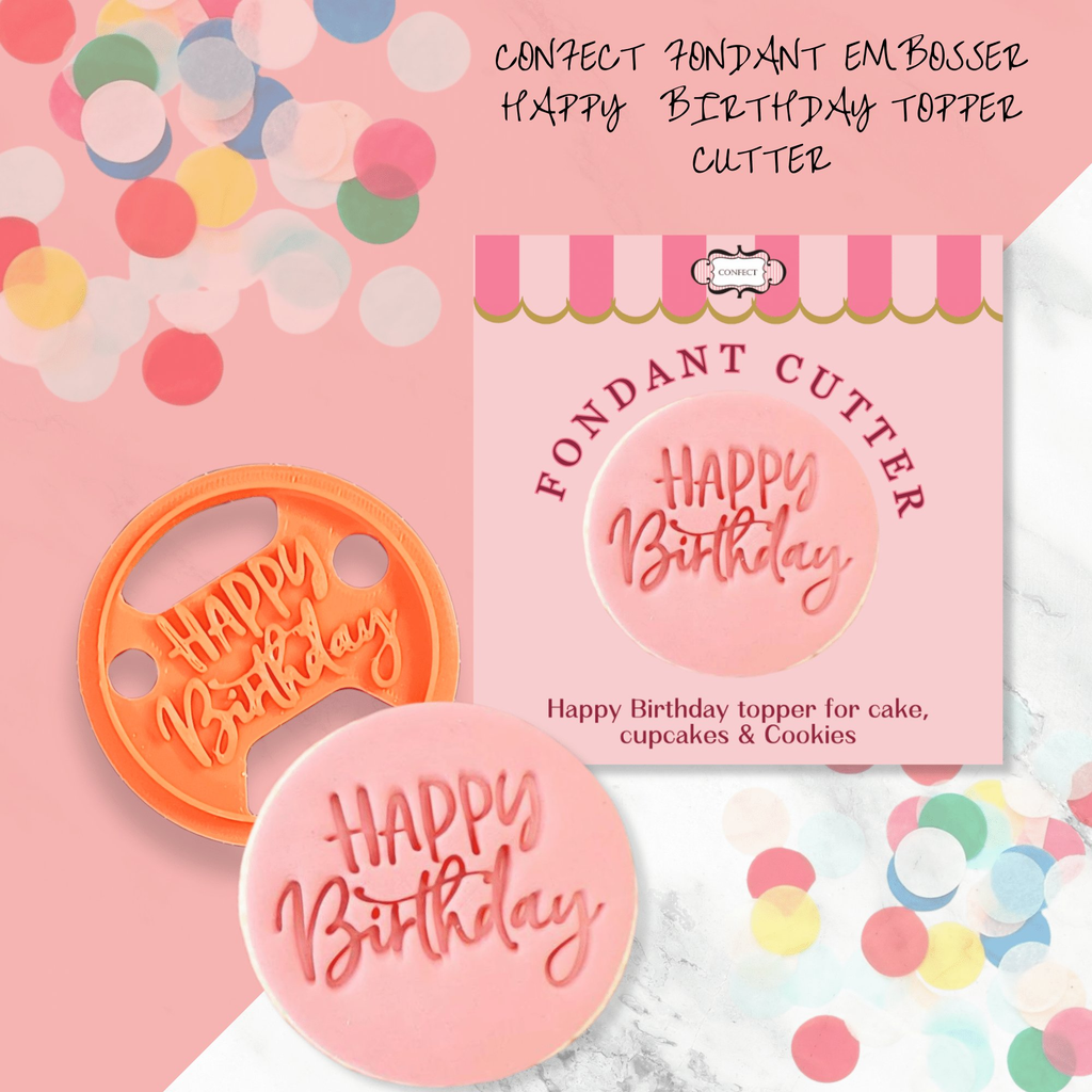 Confect Celebration Stencils Toppers Cutters | Celebration Topper Cutter (Happy Birthday 01) | Grocsy