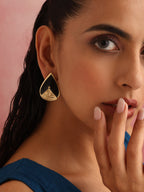 trueBrowns Brass Black Stone Drop Stud Earrings | Grocsy