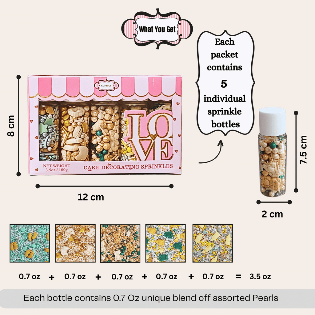 Confect Baby Shower Sprinkles | Mix Silver Baby Feet & Feeding Bottle Sprinkles Pack of 5 (BABY SHOWER -04) | Grocsy