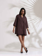 trueBrowns Cola Cotton Print Jacket & Short Co-ord Set | Grocsy