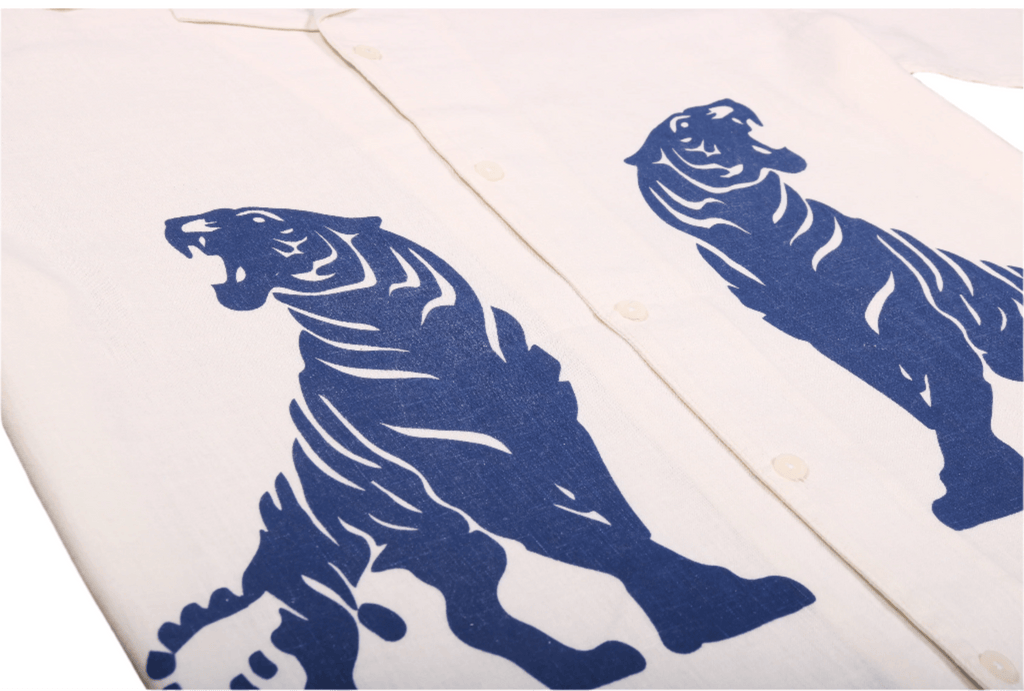 Xkind Tiger Printed Natural Linen Relaxed Fit Shirt | Grocsy