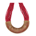 Gold-Polished Alloy Red Beaded Tribal Necklace - The Pari | Grocsy