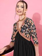 Ahalyaa Floral Printed Empire Midi Dress | Grocsy