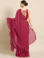 Ahalyaa Printed Ready To Wear Ruffles Saree | Grocsy