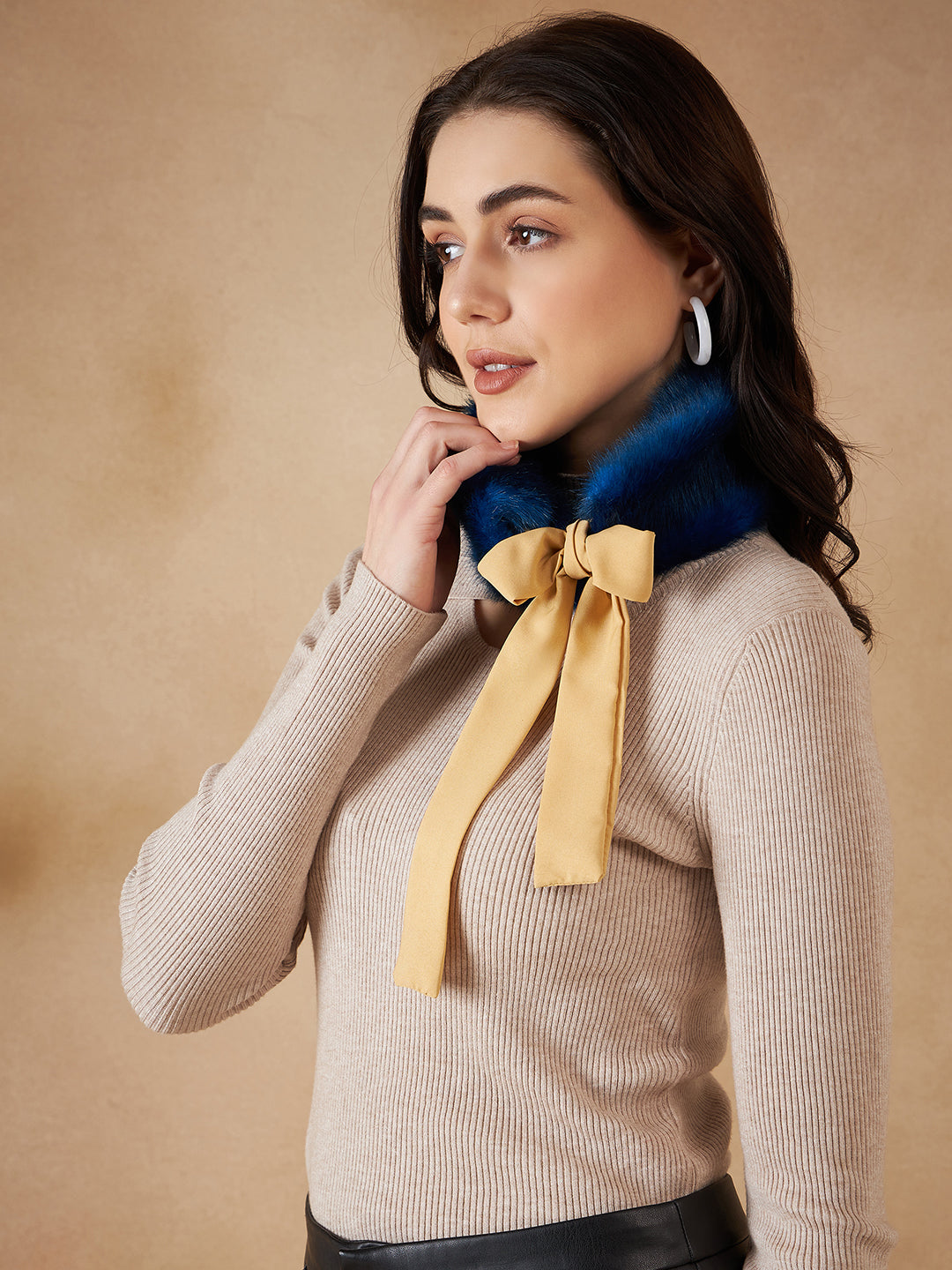 InWeave Women's Royal Blue Fur Neckpiece | Grocsy