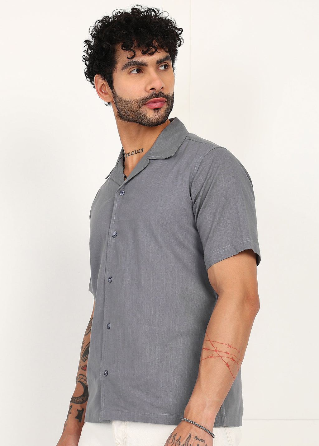 Fabmade Slate Ease Linen Shirt | Grocsy