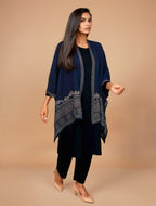 trueBrowns Blue Woollen Kaftan Cape | Grocsy
