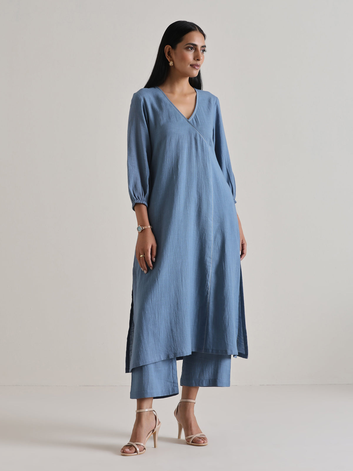 trueBrowns Light Blue Kurta Pant Set | Grocsy