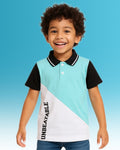 Chilins Boys Polo Tshirt, Color- Sky Blue/ Turquoise & White | Grocsy