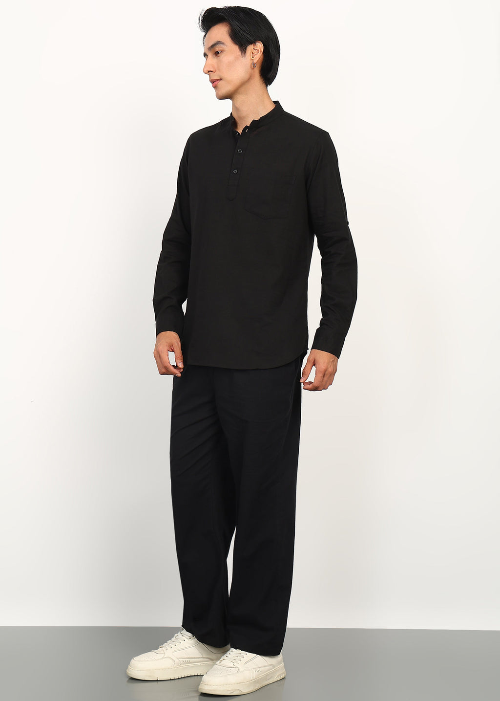 Fabmade Noir Linen Kurta Set | Grocsy
