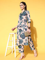 Ahalyaa Women Floral Printed Kurta with Trousers | Grocsy