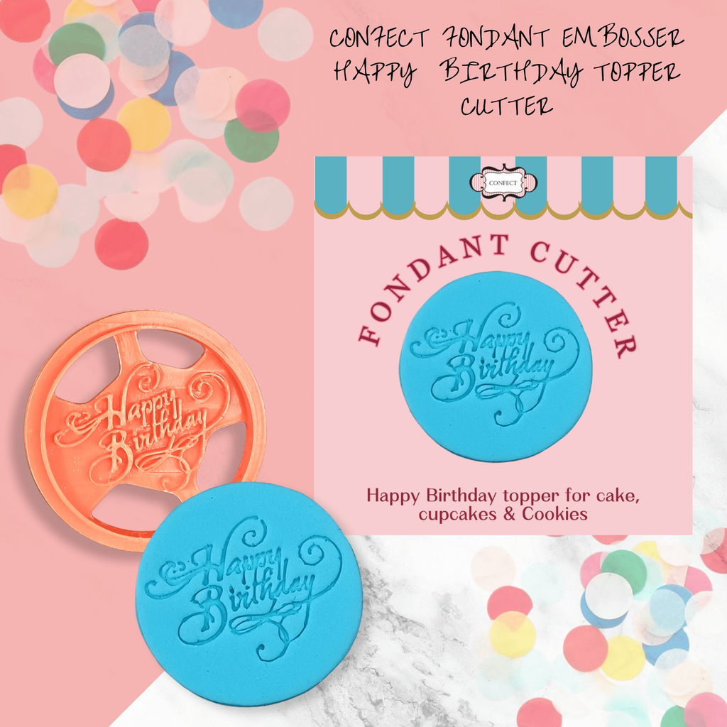 Confect Toppers Cutters | Congratulations Topper Cutter | Fondant Cutter | Celebration Topper Cutter | (Happy Birthday 03) | Grocsy