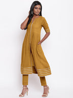trueBrowns Pure Cotton Gota Slit Kurta Set | Relove | Grocsy