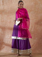 InWeave Women's Purple Gota Work Anarkali Kurta Set W Dupatta | Grocsy