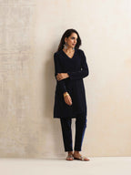 trueBrowns Blue Velvet Kurta Co-ord Set | Grocsy
