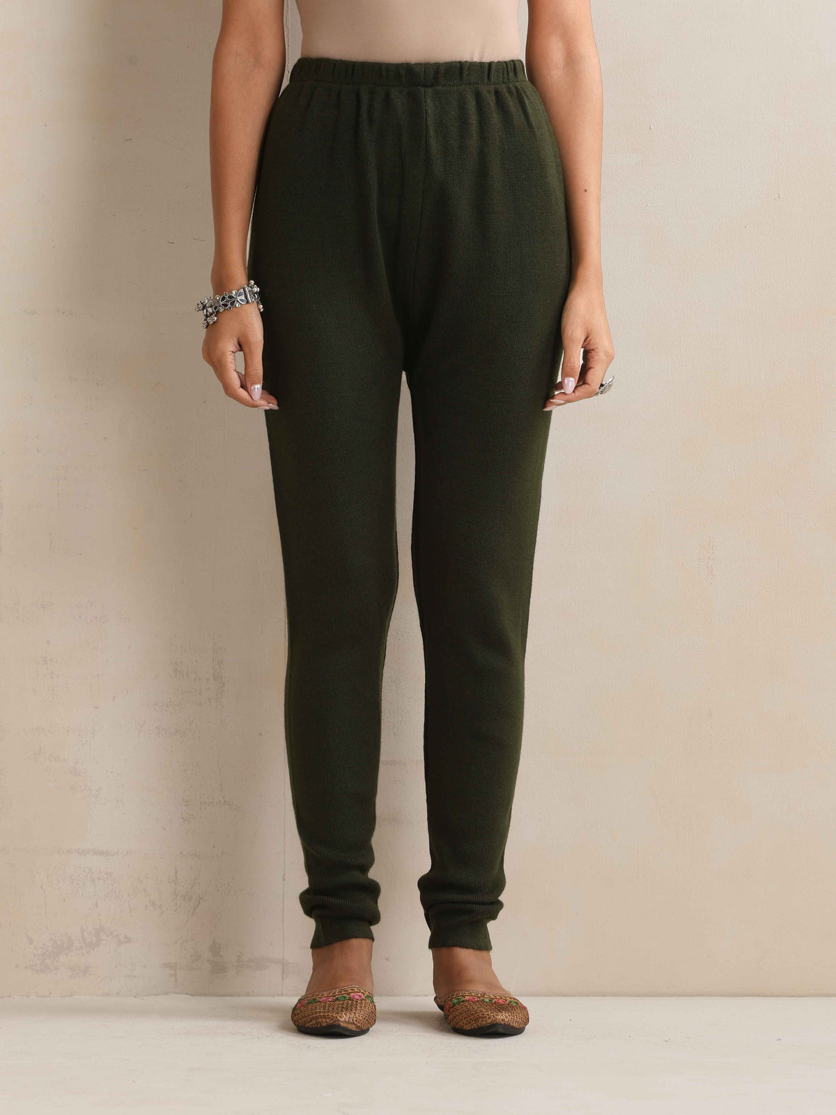 trueBrowns Green Woollen Leggings | Grocsy