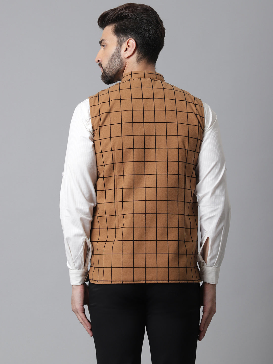 Even Apparels Men's Beige Nehru Jacket With Welt Pockets | Grocsy