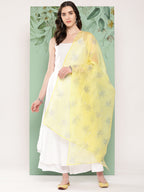InWeave Women's Strappy Set Cream With Yellow W Chintz Or Dupatta | Grocsy