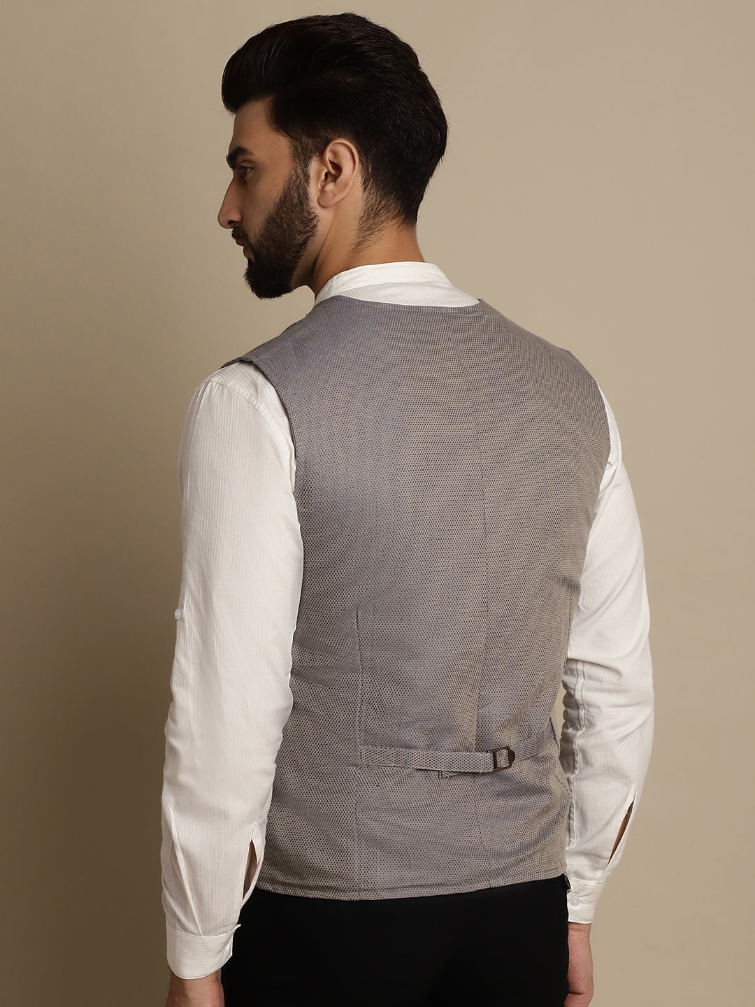 Even Apparels Men's Grey Double Breast Waistcoat | Grocsy