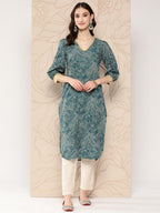 Ahalyaa Women Floral Printed Gotta Patti Crepe Kurta | Grocsy