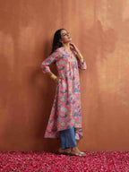 trueBrowns Orange Print A-line Kurta Set | Grocsy