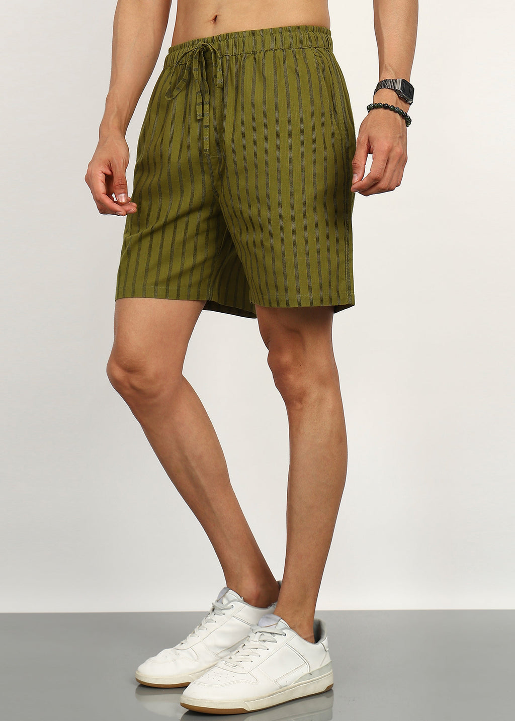 Fabmade Olive Rhythm Shorts | Grocsy