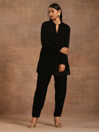 trueBrowns Black Velvet Solid Co-ord Set | Grocsy
