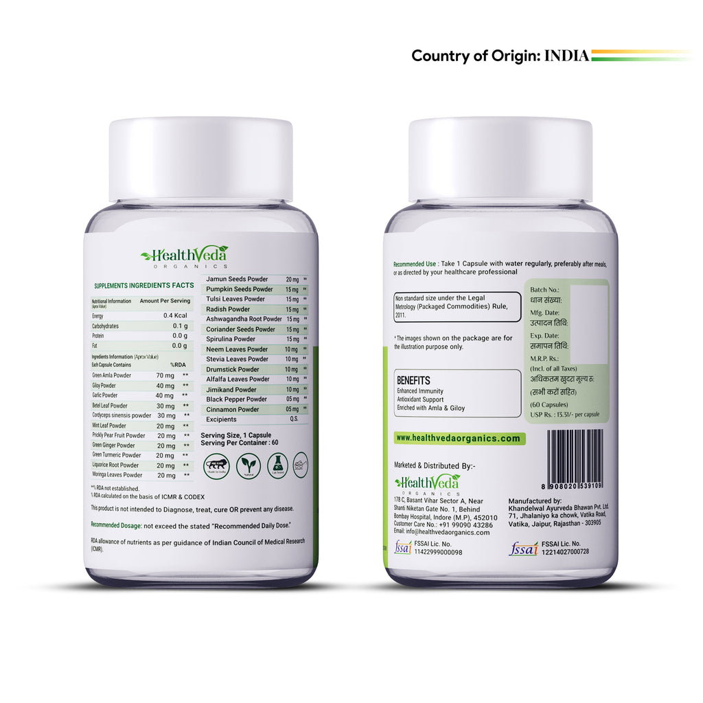 Health Veda Organics Natural Immunity Booster Capsules | Grocsy