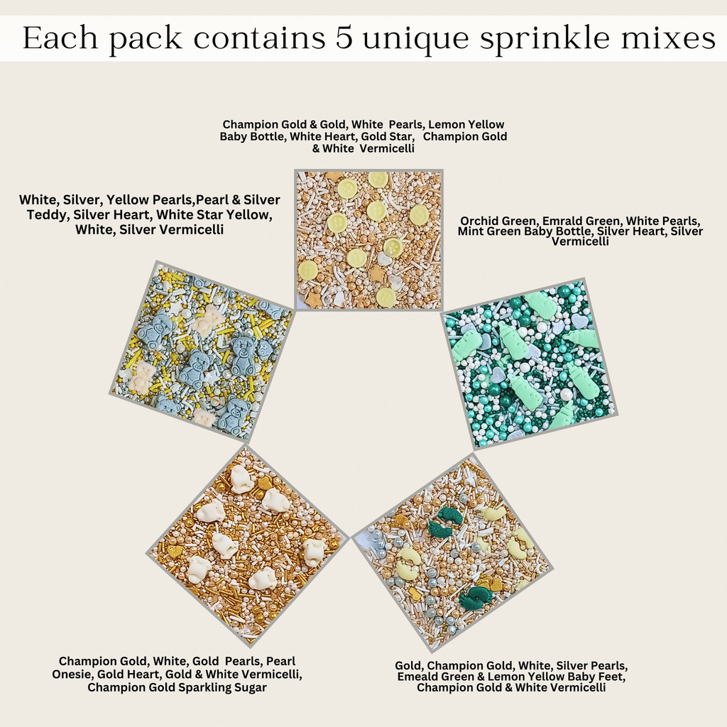 Confect Baby Shower Sprinkles | Birthday Sprinkles Pack of 5 (BABY SHOWER -06	) | Grocsy