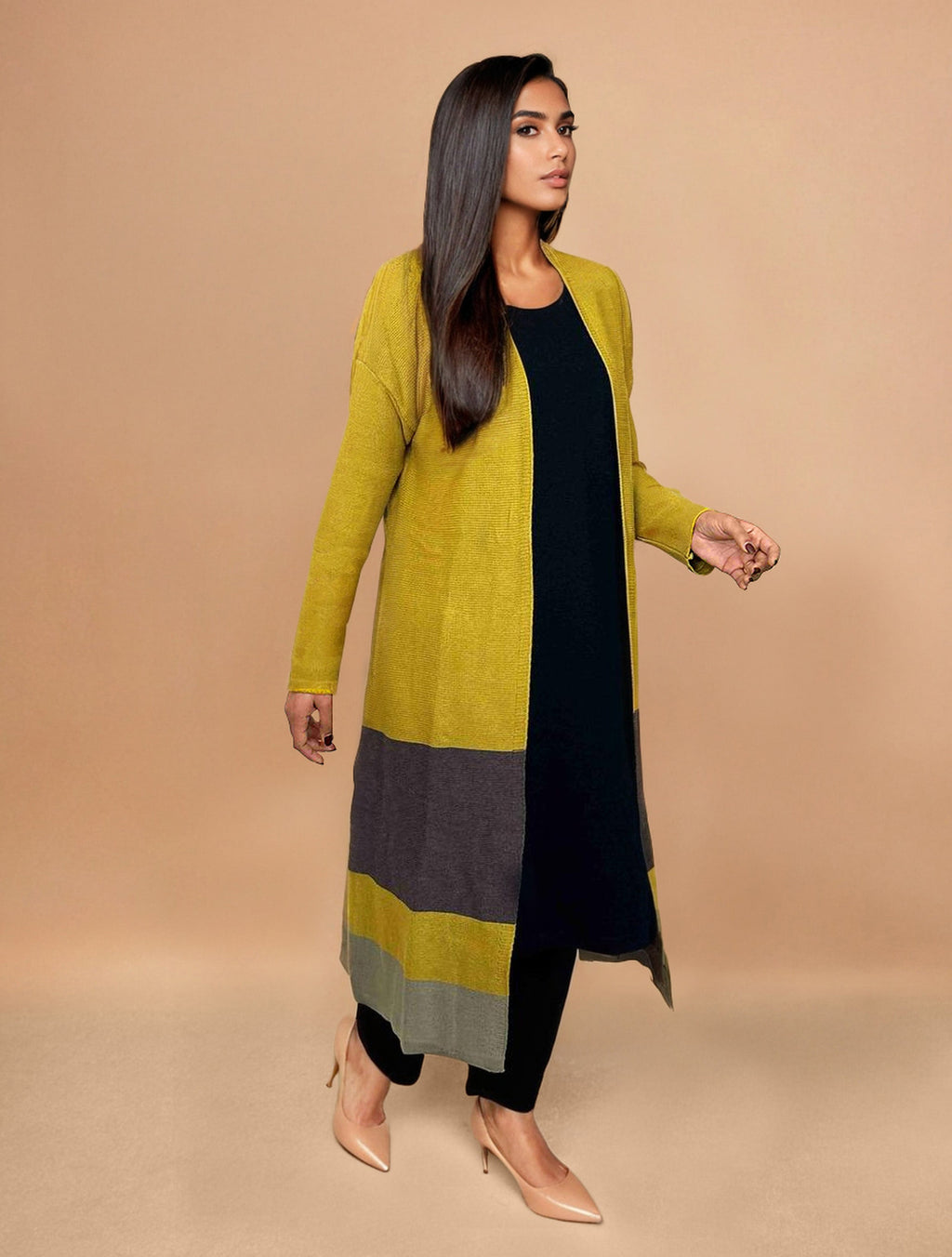 trueBrowns Mustard Woollen Cape | Grocsy