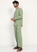 Fabmade Sage Linen Kurta Co-Ord Set | Grocsy