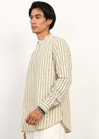 Fabmade Sandline Stripe Linen Kurta | Grocsy