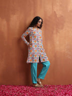 trueBrowns Off White Print Kurta Co-ord Set | Grocsy