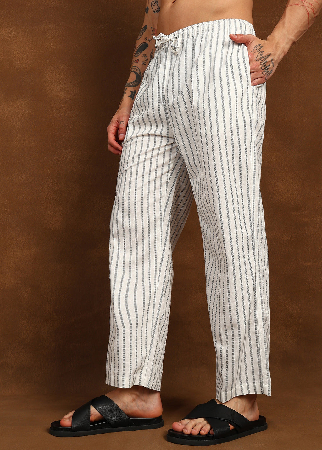 Fabmade Driftline Stripe Linen Pyjama | Grocsy
