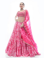 Myra Pink Jaquard Embroidered Designer Lehenga | Grocsy