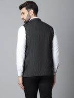 Even Apparels Men's Black Pure Wool Nehru Jacket | Grocsy