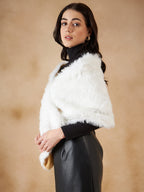 InWeave Women's Pure White Faux Fur Cape | Grocsy