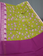 Block Print Apple Green Coloured Mulmul Cotton Saree By Gayathri Reddy Designer Studio | Grocsy