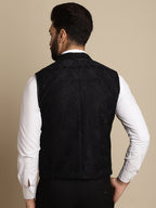 Even Apparels Men's Black Waistcoat with Notched Lapel | Grocsy