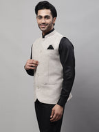 Even Apparels Men's Beige Pure Wool Nehru Jacket | Grocsy