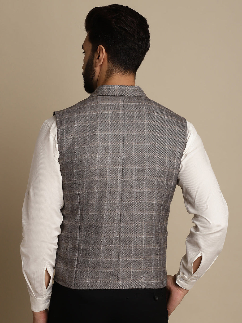 Even Apparels Men's Brown Waistcoat with Notched Lapel | Grocsy