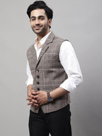 Even Apparels Men's Brown Pure Wool Nehru Jacket | Grocsy