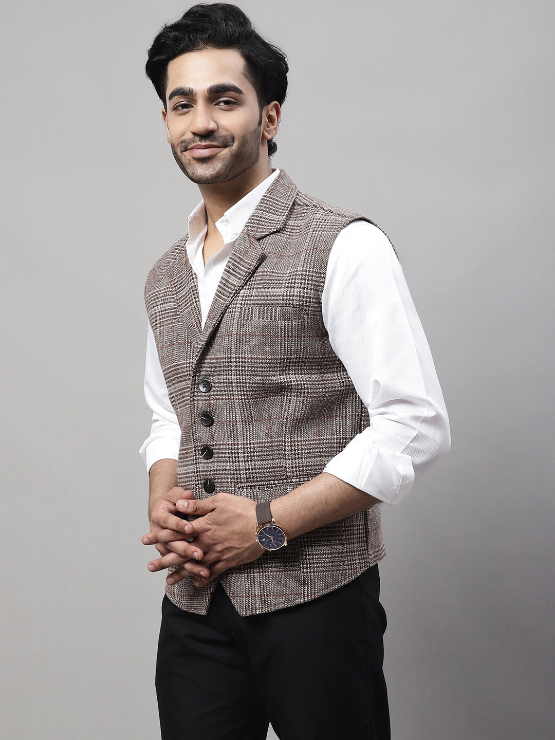 Even Apparels Men's Brown Pure Wool Nehru Jacket | Grocsy