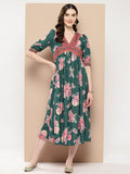 Ahalyaa Women Floral Printed Empire Ethnic Dress | Grocsy